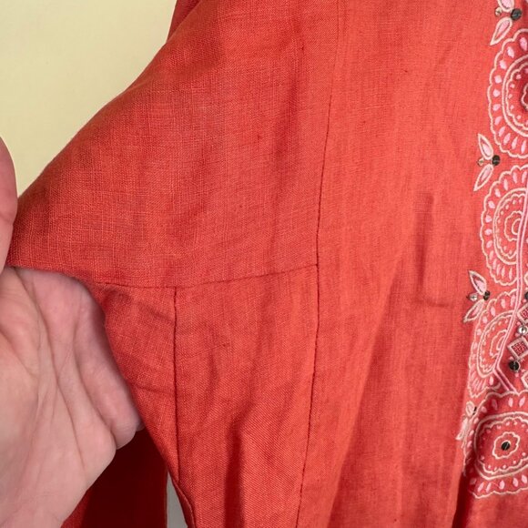 J.Crew Womens Red Embroidered Tunic Top With Hook Closures & Beaded Details - Picture 7 of 7